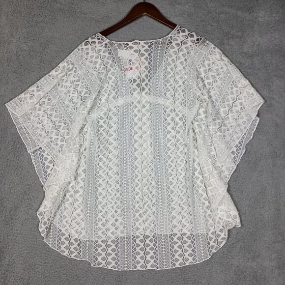 Becca Rebecca Virtue Swim Cover-Up Women XS-S Ivory Gold Tunic Top Lace Boho NWT - Picture 2 of 13